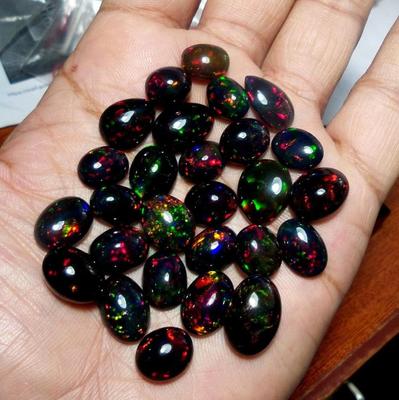 Лот кабошонов натурального эфиопского черного опала смешанной формы многоцветный многоцветный кабошон опалов