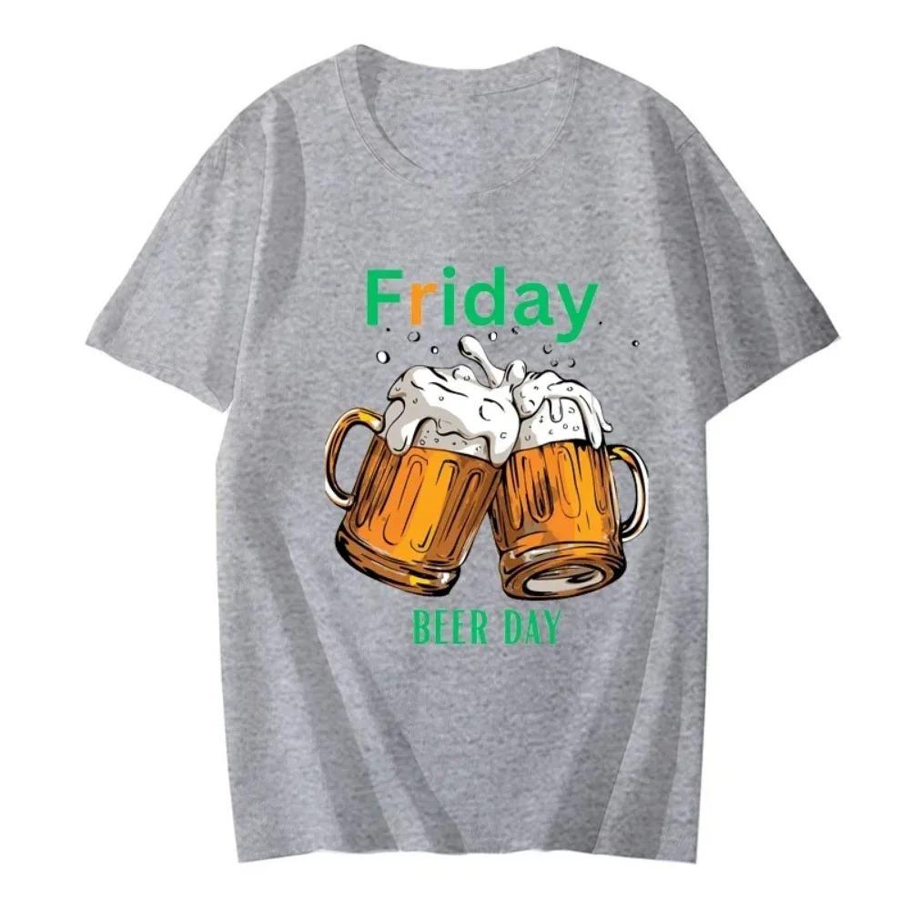 Футболка с принтом Friday Beer Day, топы, футболки для мужчин, топы в стиле хип-хоп, рубашки, футболки с коротким рукавом для мужчин, летняя одежда для мужчин, топы