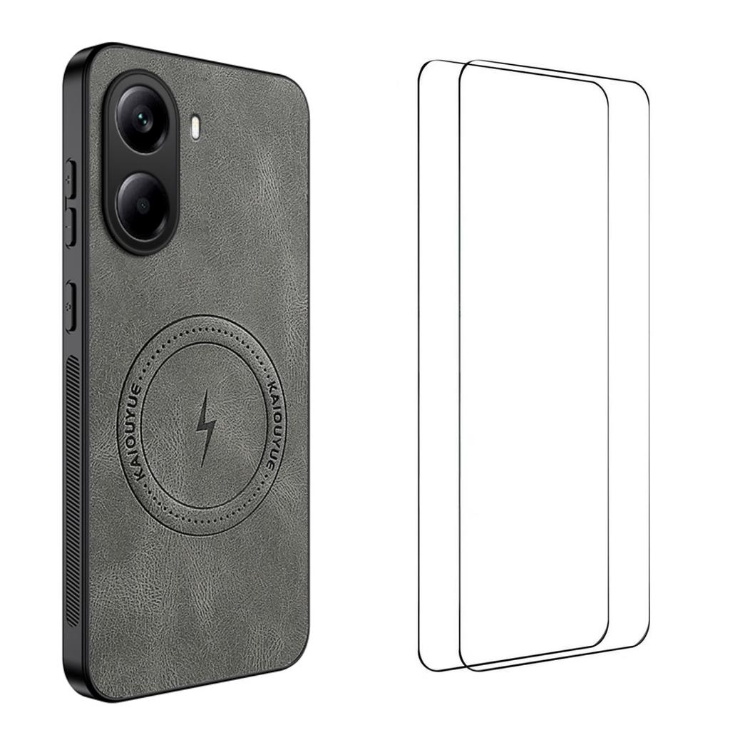 For Xiaomi Poco X7 Pro 5G/Xiaomi Redmi Turbo 4 5G Magnetic Case WANLONFENG SD Series PC TPU Phone Cover with 2Pcs Screen Film
