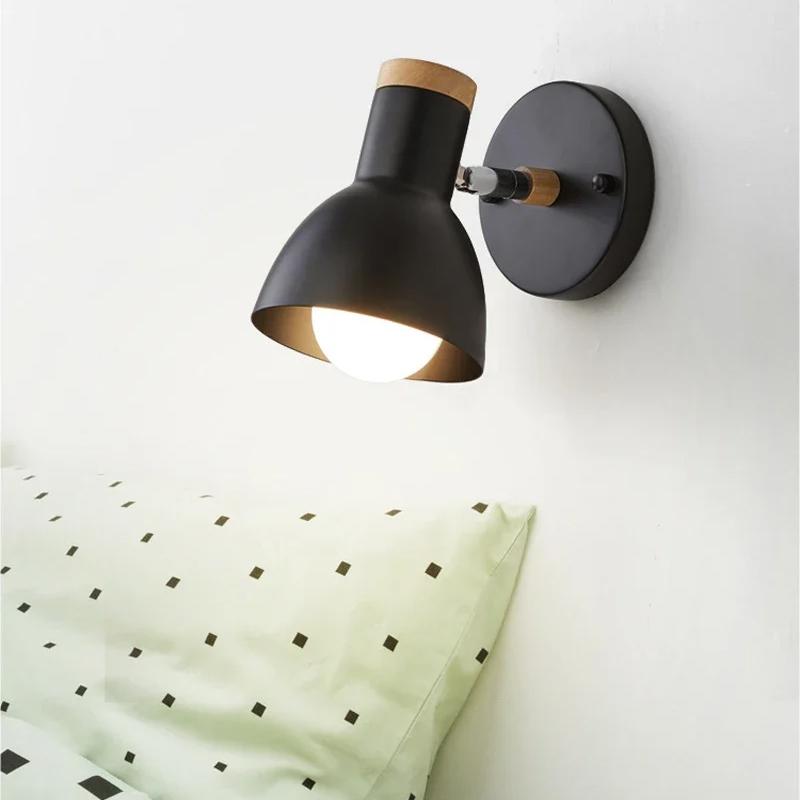 Скандинавский светодиодный настенный светильник Минималистичный железный с выключателем E27 Настенная лампа Для спальни Прикроватный кабинет Офис Внутреннее освещение Светильники