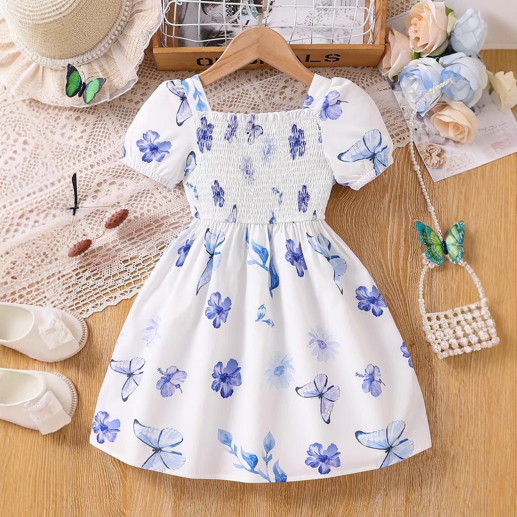 Girls Fashion Dress Summer Children Super Fairy Floral Princess Dress