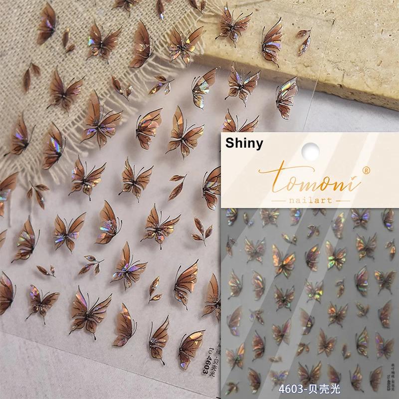 5D Butterfly Red Spider Lily Blooming Flowers Nail Art Stickers Chinese Characters Phoenix Swallow Self Adhesive Manicure Decals