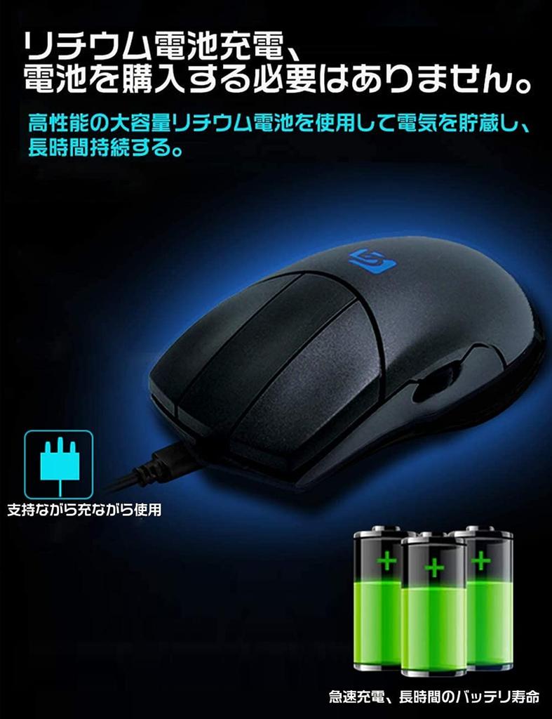 Shengshou 3 Button Mouse Side Scroll Wireless 3 Buttons with Scroll Wheel Perfect for 3DCG CAD CAM (Black)