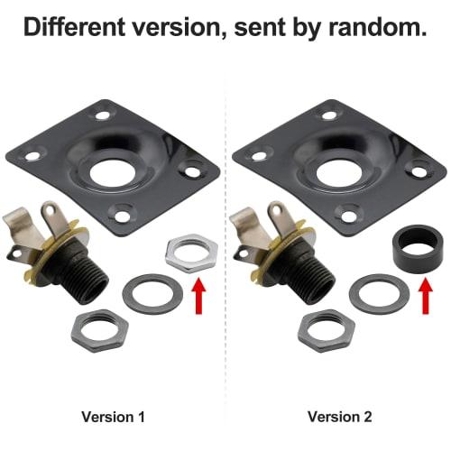 Musiclily Rectangular Electric Guitar Input Jack Plate & Socket, Black