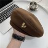 Modern Woolen Beret Hat For Women Winter Large Head English Painter Cap