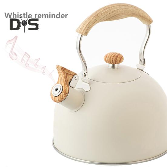 Чайник объемом 2,5 л, нержавеющая сталь, встроенный свисток, герметичный, пищевой, матовый, без запаха, эффективная теплопроводность, термостойкая ручка, газовая индукция.