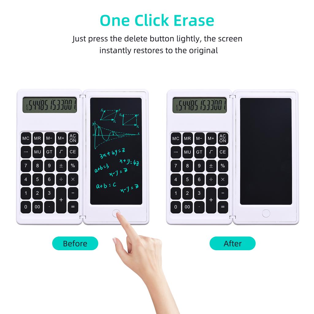 Foldable Calculator & 6 Inch LCD Writing Tablet Digital Drawing Pad 12 Digits Display with Stylus