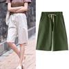 Новые модные шорты, женские летние легкие брюки с высокой талией, широкие брюки, повседневные брюки средней длины, прямые, большого размера, с эластичной талией, для женщин
