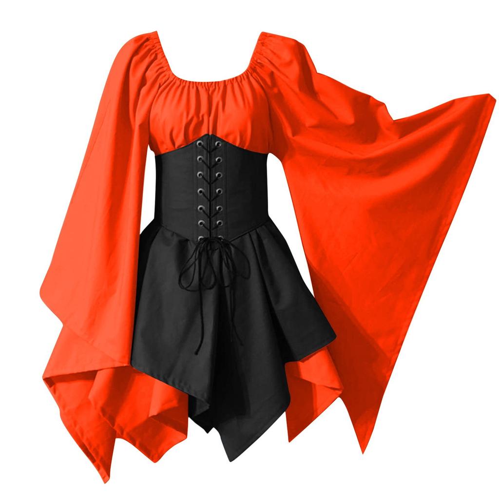 Women Fashion Long Sleeve Vintage Dress Cosplay Party Evening Night Formal Dress