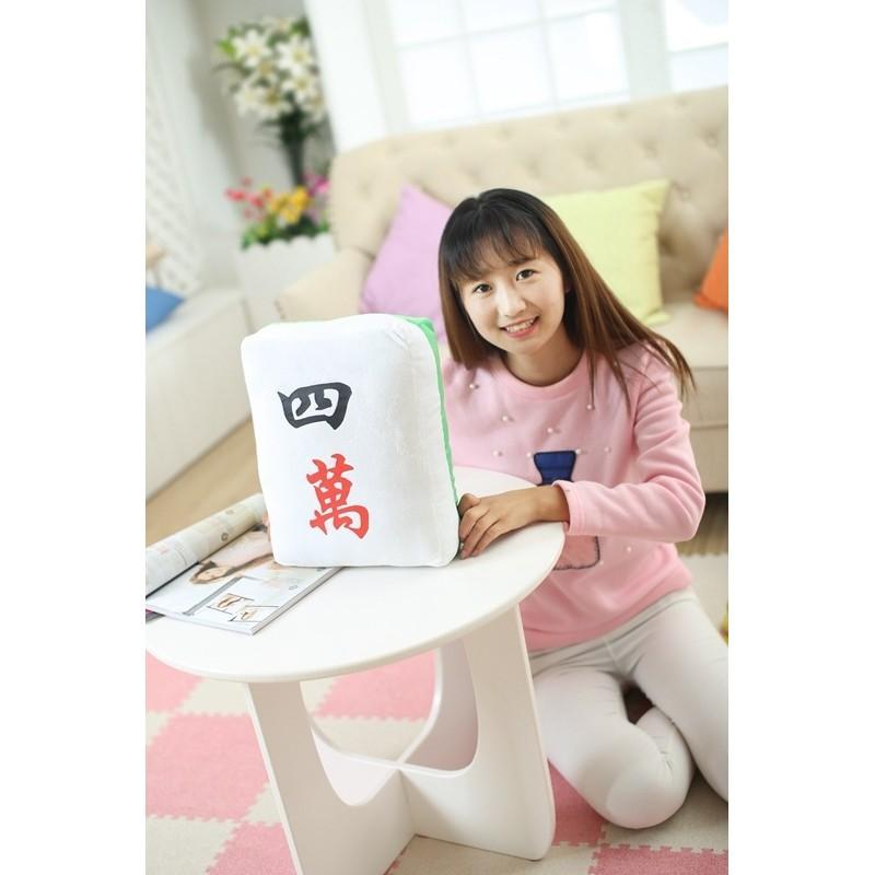 Mahjong Themed Plush Pillow Toy With Pp Cotton Filling For Home Decor Gift Special Characters Included