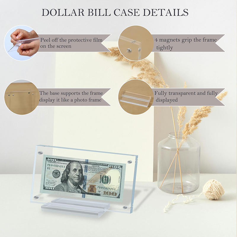 Акриловый прозрачный держатель для купюр с основанием, рамка для фотографий, держатель для билетов, настольный декор