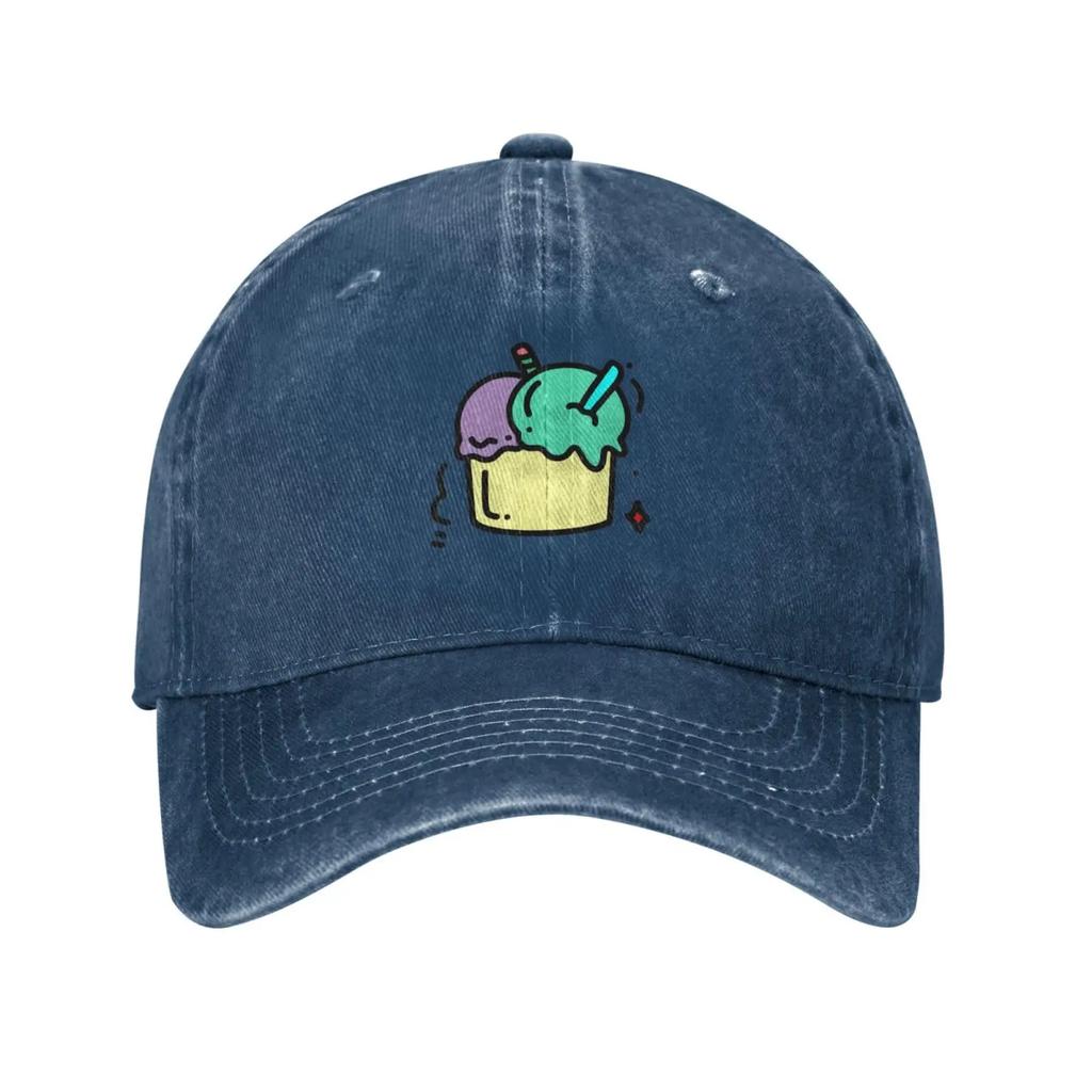 Double Ball Ice Cream Dad Hat Cotton Washed Distressed Vintage Adjustable Baseball Caps for Men Women