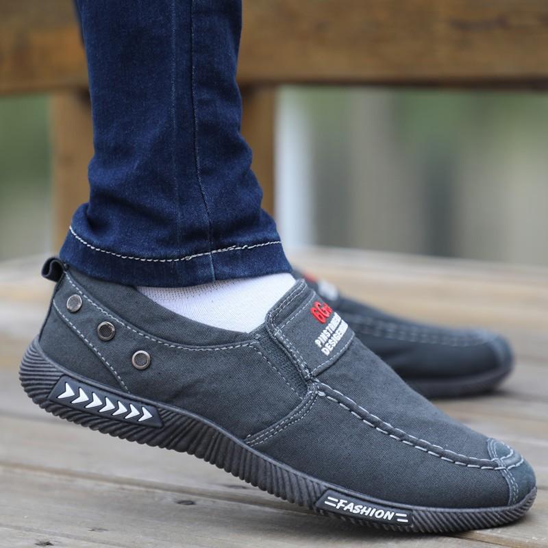 NEW Denim Men Canvas Shoe Lightweight Anti Slip Driving Shoe Comfortable Breathable Casual Shoe Retro Breathable Loafers for Men