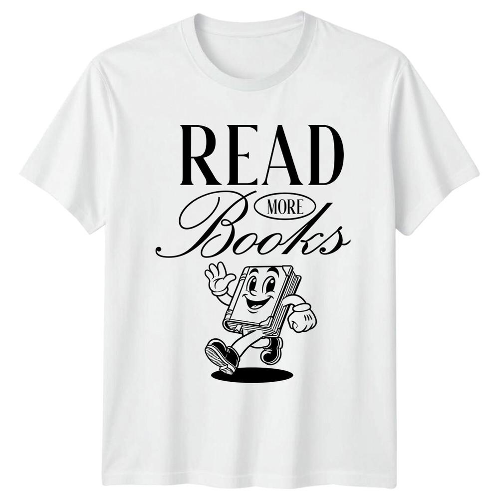 Read More Books Cartoon Book Lover Graphic TShirt