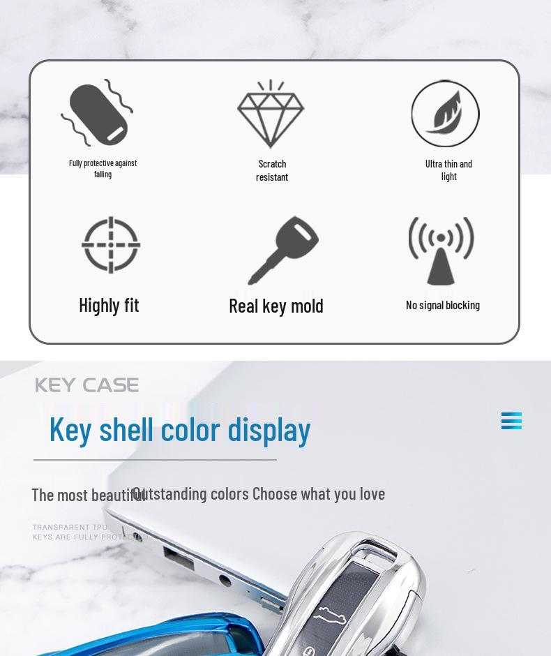 Чехол для ключа Porsche для Cayenne, Macan, Panamera и 718 - Защитный корпус для автомобильного ключа