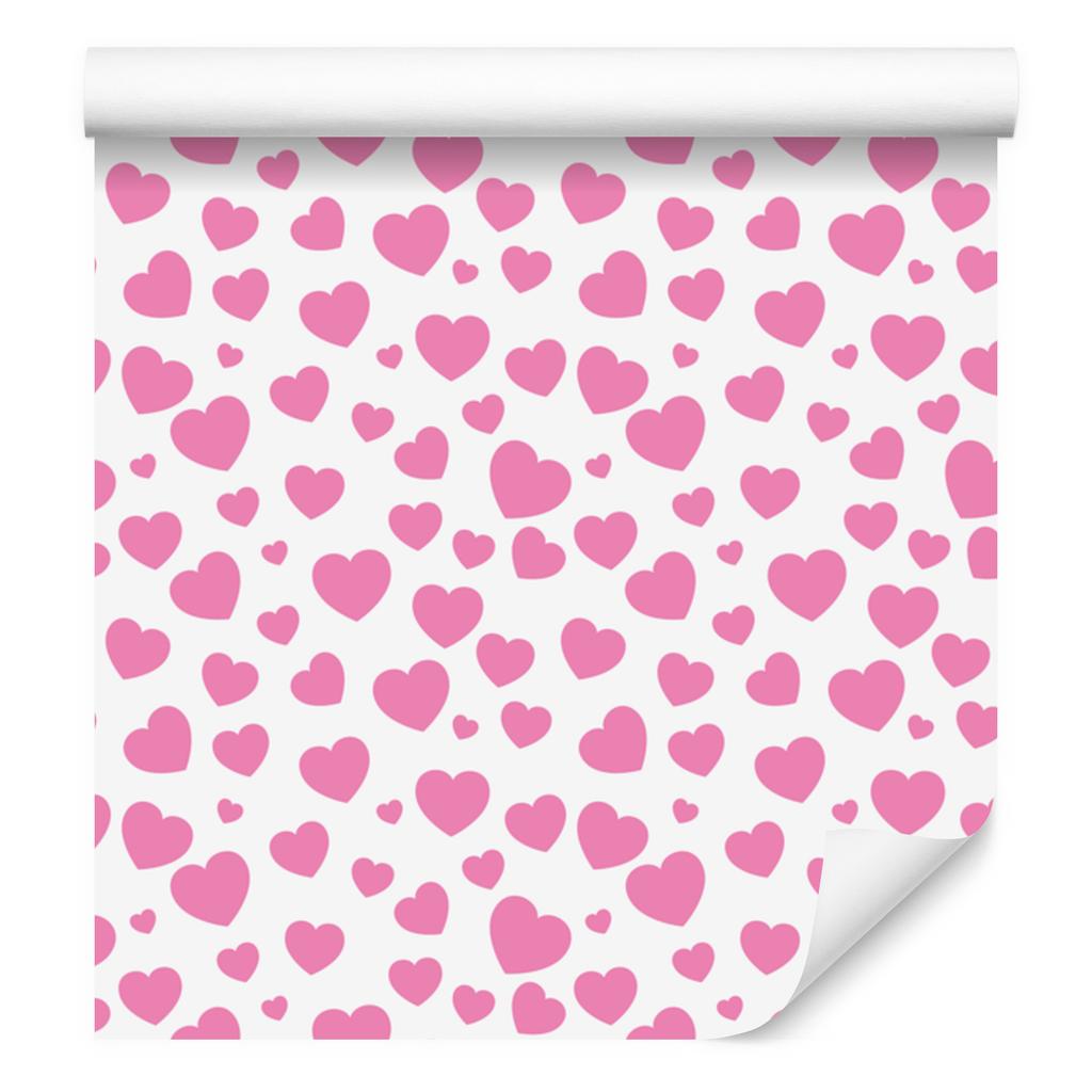 Hearts Wallpaper Powder Pink and White 50x1000