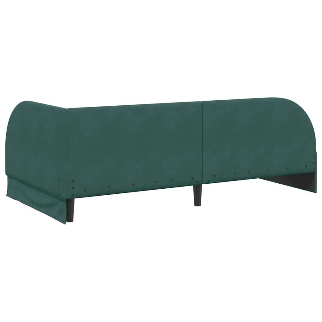 Corner Bed Frame with Headboard Dark Green 90 cm x 200 cm Velvet