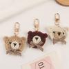 Cute Bow Tie Bear Car Keychain Pendant Small Fresh Cloth Art Bear Accessories Headphone Cover Women's Bag Decoration Girl Gift