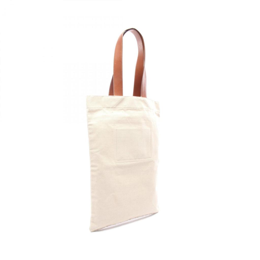 Used JIL SANDER FLAT SHOPPER Flat Shopper Tote Bag canvas leather Beige Brown Used Women
