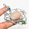 Pink Opal, Peridot Gemstone 925 Silver Plated Jewelry Pendant 3.21"