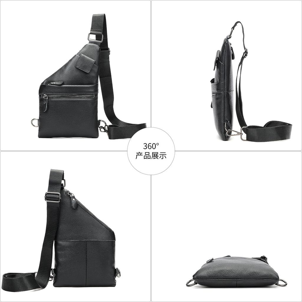 Мужская нагрудная сумка из натуральной кожи, сумка через плечо из коровьей кожи, нагрудная сумка