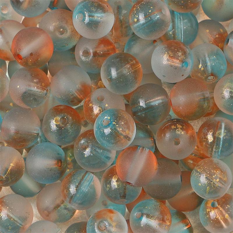 Комплект браслетов из бисера Summer Jelly Gold Glitter: Двойные стеклянные круглые бусины и полусахарные пузырчатые бусины