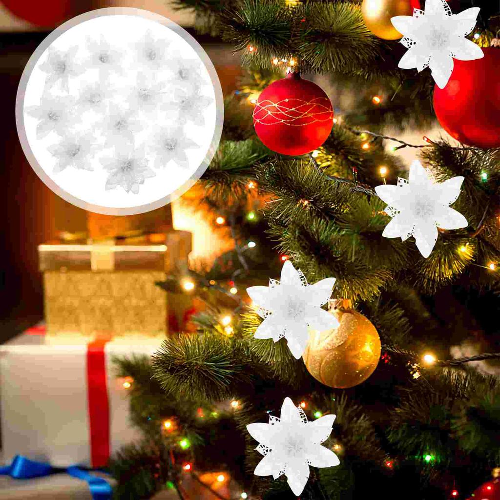 12 шт. Рождественские цветочные украшения для елки, полые искусственные цветы, подвесные луковицы розового цвета (цветной Белый) 12шт. Искусственные