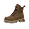 Fashion Women Short Boots Round Toe Suede Ankle Boot Outdoor Casual Thick-soled Hiking Boots Woman Autumn Winter Fashion Platform Shoes