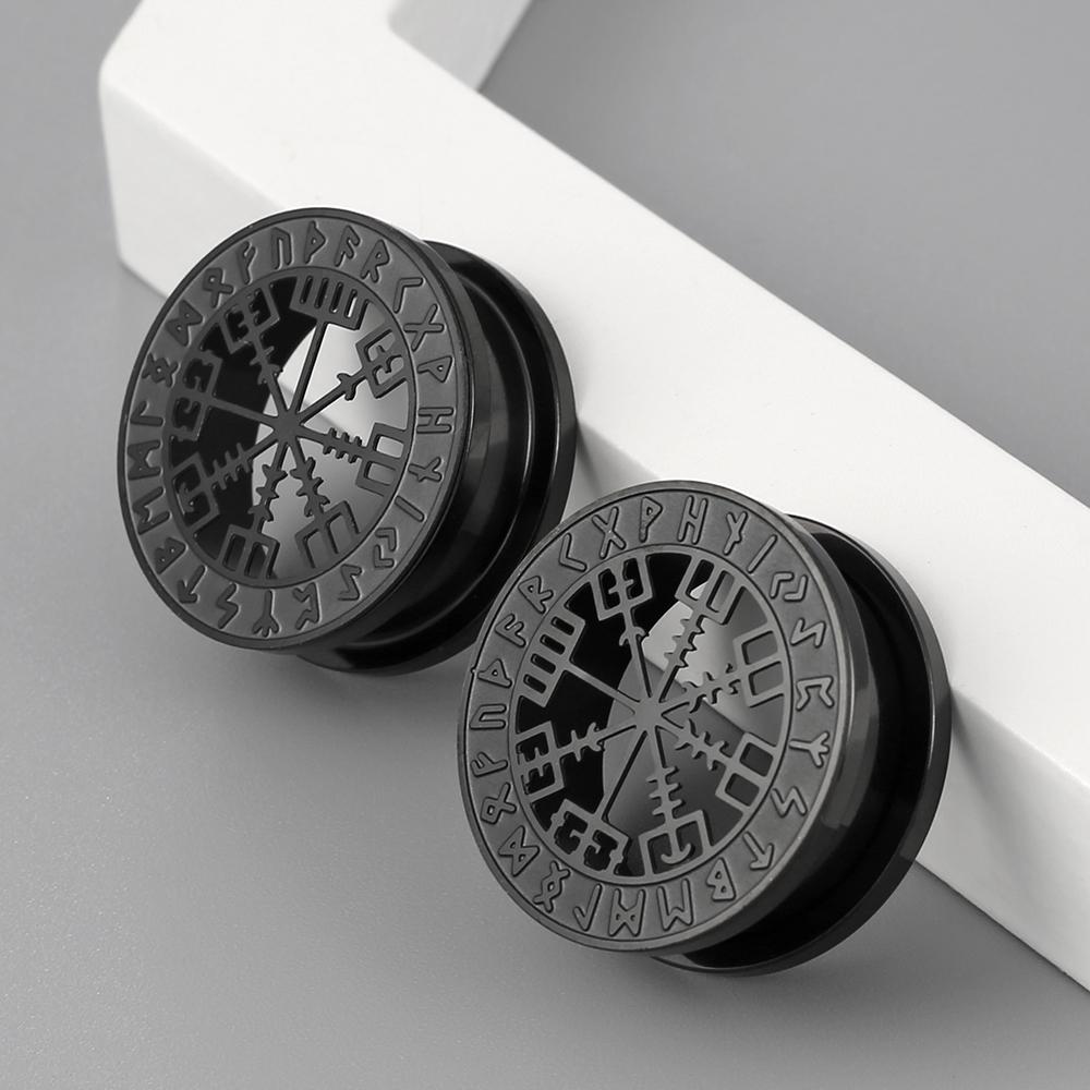 Twolobes 2 шт. Нержавеющая сталь Мифология викингов Руны Ушные расширители Тоннели Расширитель Пирсинг Мужчины Женщины Украшения для тела Заглушки Растяжка
