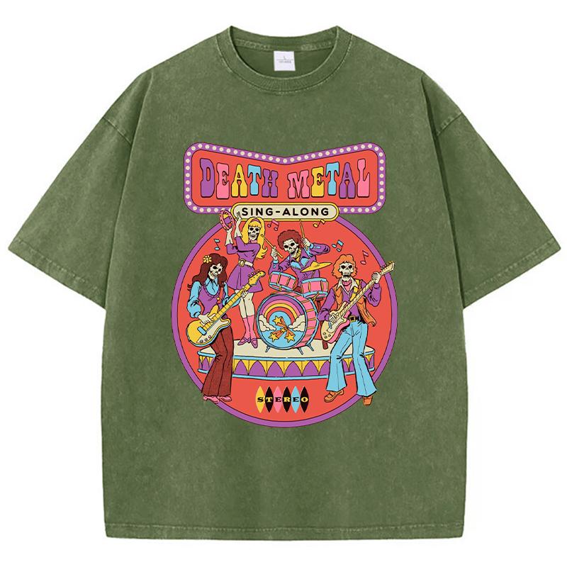 Футболки с принтом Death Metal для женщин, стираные, дышащие, летние, крутые, с коротким рукавом, мягкие, свободные, с принтом Distress, для женщин