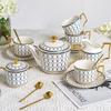 Bone China Tea Cup Sets,15-Piece Porcelain Tea Cup and Saucer Set Service for 4 Whit 28 Ounces Teapot,Sugar Bowl,Creamer