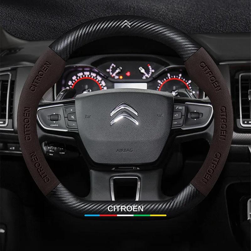 Car Anti-slip Suede Carbon Fiber Steering Wheel Cover For Citroen DS5 DS6 DS7 C1 C3 C5 C6 C8 DS4 Xsara Picasso Berlingo Jumpy