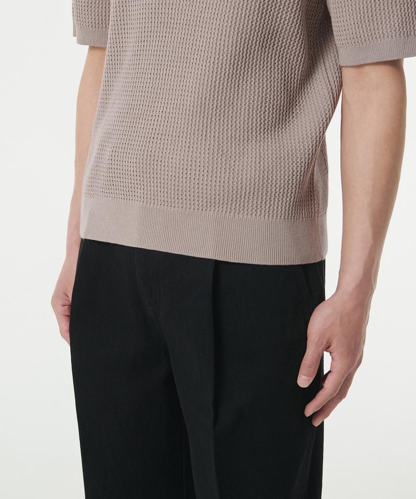 MUSINSA STANDARD Crochet Crew Neck Short Sleeve Knit [Mushroom]