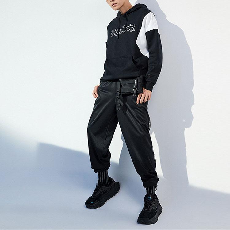Anta FW22 Худи из флиса в стиле колор-блок, повседневное, мужское, черное 152048747-7