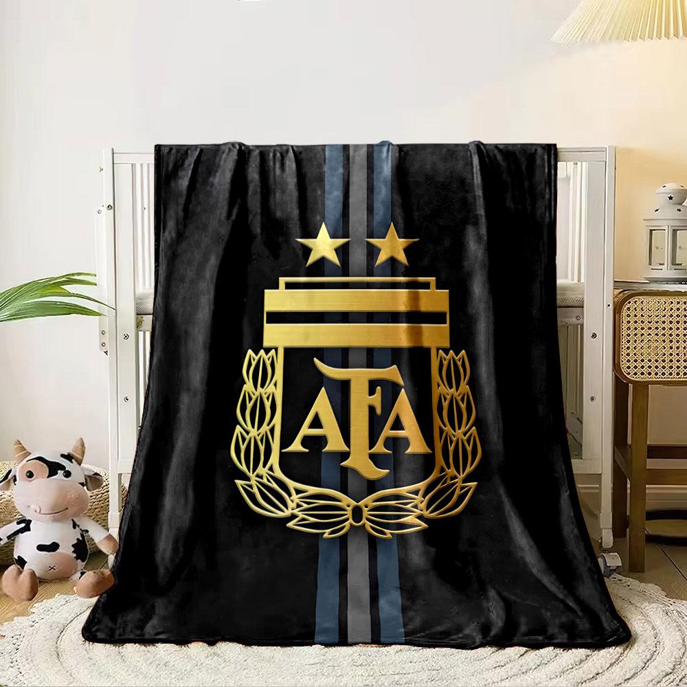 Gold emblem with "AFA," two stars, laurel wreath, and vertical stripes. for all seasons blanket lunch break throw gift