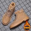 2024 Winter New Men's Boots Hight-Top Work Shoes Fashion All-match Snow Boots Men's British Short Boots Warm Men's Shoes