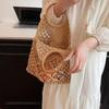 Новая Сумка из Хлопковой Веревки Плетеная Ручная Работа Ручка Деревянная Ручка Ротанговая Однотонная Полая Сумка для Отпуска на Пляже Соломенная Сумка