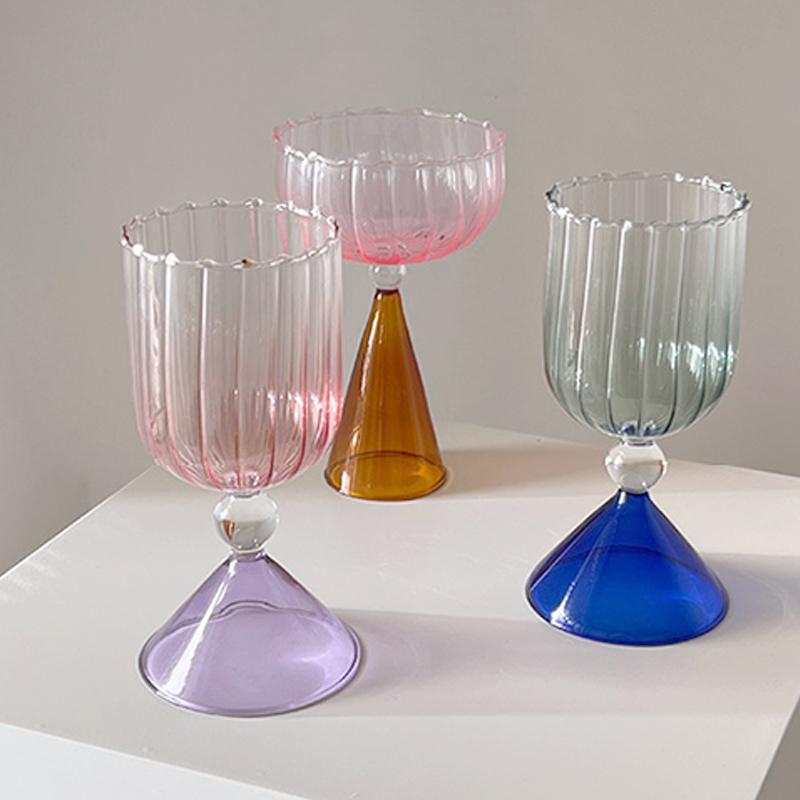 Creative Gradient Glass Champagne Wine Cup Whisky Cocktail Cup Ice Cream Dessert Yogurt Goblet Cup Party Bar Drinkware Supplies