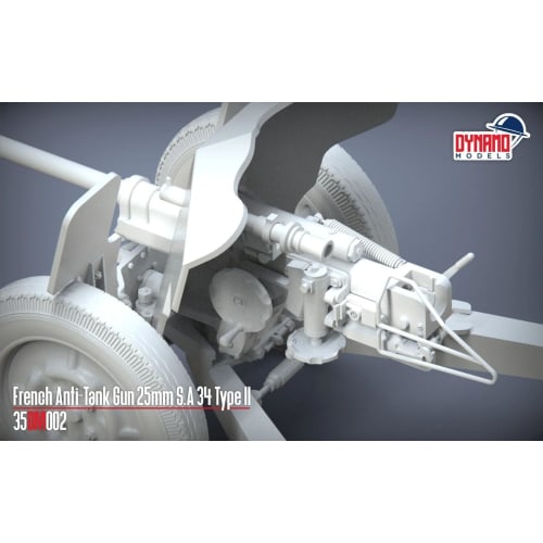 Dynamo Models 1/35 French Hotchkiss 25mm S.A. 34 Type 2 Anti-Tank Gun Premium Edition Plastic Model DYN35DM002P