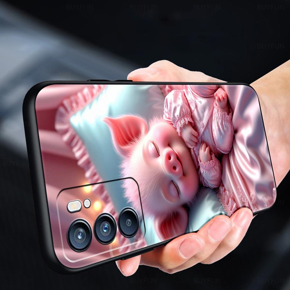 Милый Чехол для Телефона в Виде Свинки Для Oppo A17 A31 A54 A57 A78 A79 A98 Find X5 X6 Reno 6 7 8 10 11 12 13 F Pro 5G Мягкий ТПУ Чехол Fundas Capas
