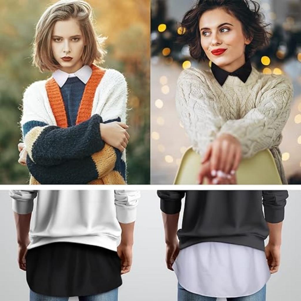 4 Pcs Fake Collar Blouse Dickey Collar for Women Detachable Collar False Half Shirts Sweep Shirt Extender Adjustable Layering Fa