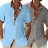 Мужская пляжная рубашка с отложным воротником и короткими рукавами, однобортная летняя рубашка, подходящая по цвету для отпуска, праздничный топ, мужская одежда
