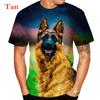 Летние милые 3D-собаки с рисунком немецкой овчарки, мужские футболки для фитнеса, спортивные топы с короткими рукавами, футболка с животными