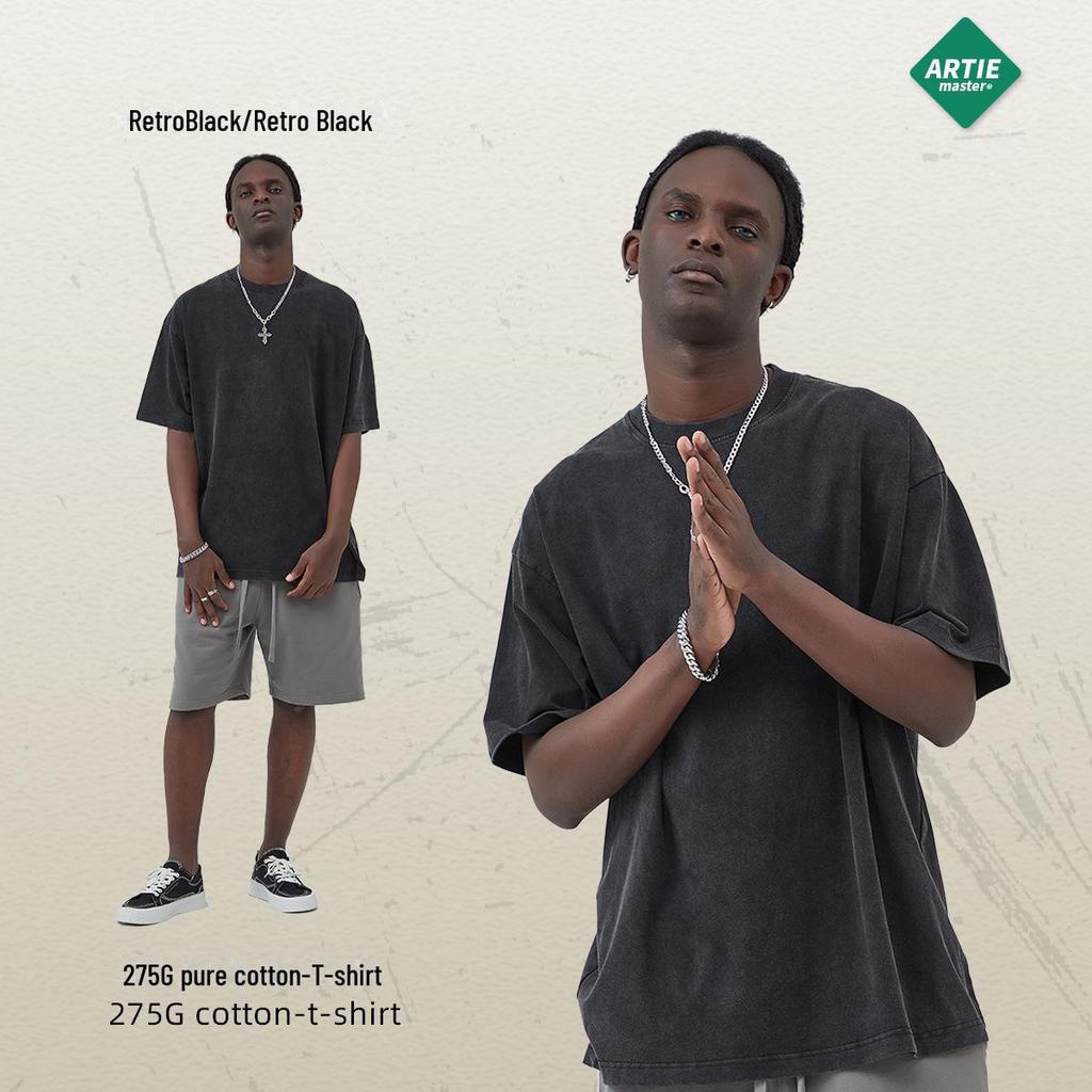 ARTIE Men's 2025 Heavy Washed Distressed Pure Cotton Loose T-shirt