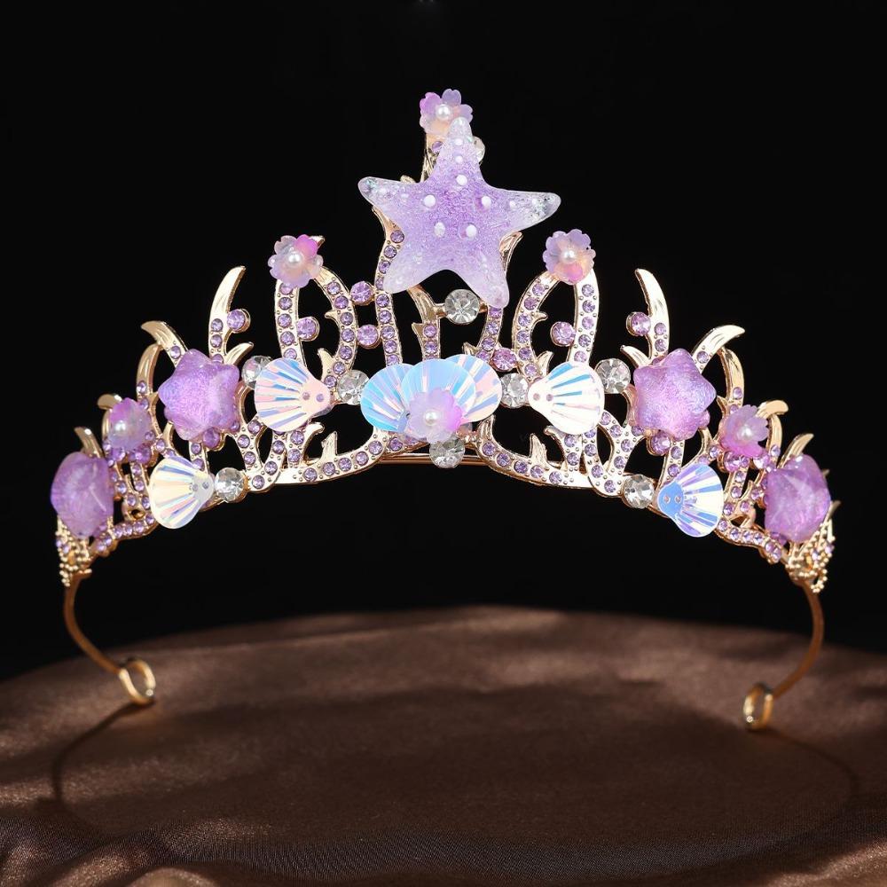 Tiaras Crystal Shell Mermaid Sea Star Crown Tiara Headband Bride Wedding Hair Accessories