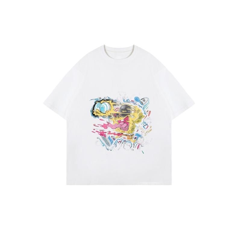 Футболка оверсайз черная с графическим принтом Губка Боб Квадратные Штаны и текстом MICHIN для повседневной носки, уличный стиль, мода