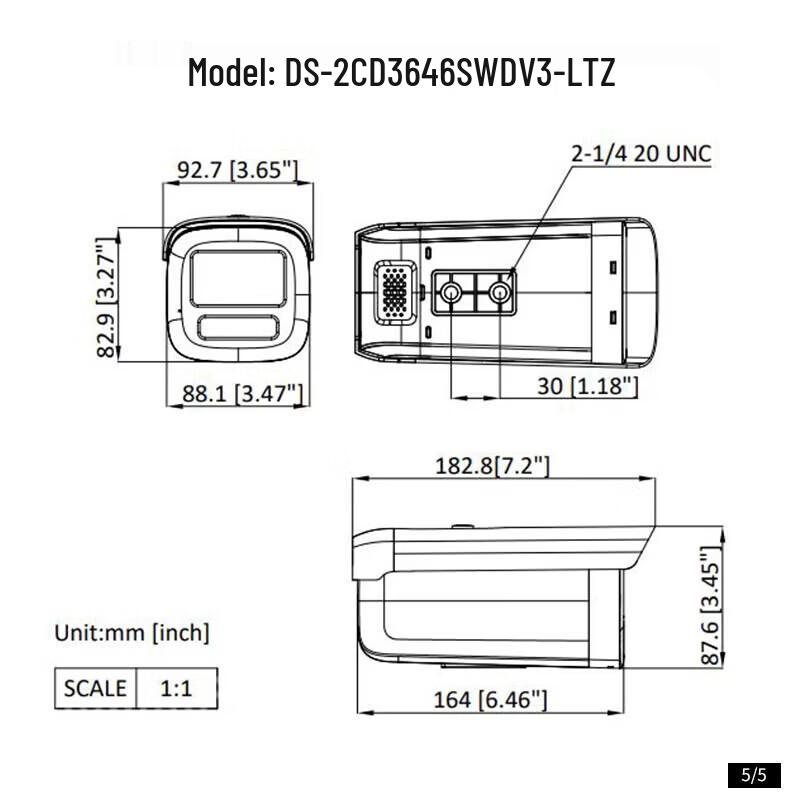 HIKVISION DS-2CD3646SWDV3-LTZ Motorized Zoom Security Camera CN plug (adapter included)