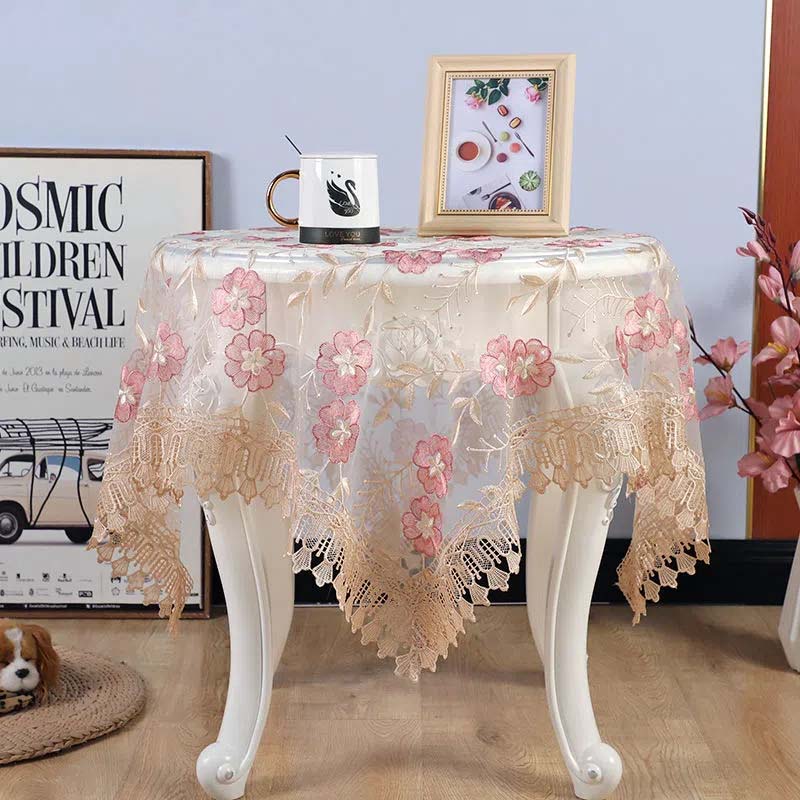 Пряжа Вышитая кружевная скатерть Круглый стол Квадратная скатерть Чайная скатерть Прямоугольная скатерть Крышка прикроватной тумбочки Ретро Европейский стиль