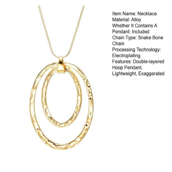 Женское ожерелье, преувеличенный двухслойный обруч, подвеска, свитер, цепь, гальванизированная змеиная кость