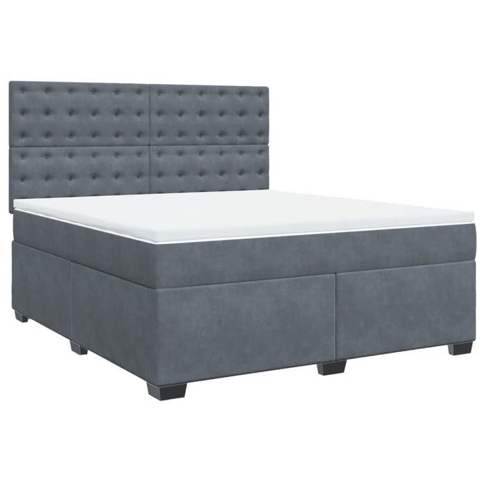 Cadre de lit avec matelas - Maison Exclusive - Velours gris foncé - 180x200cm - Tête de lit réglable